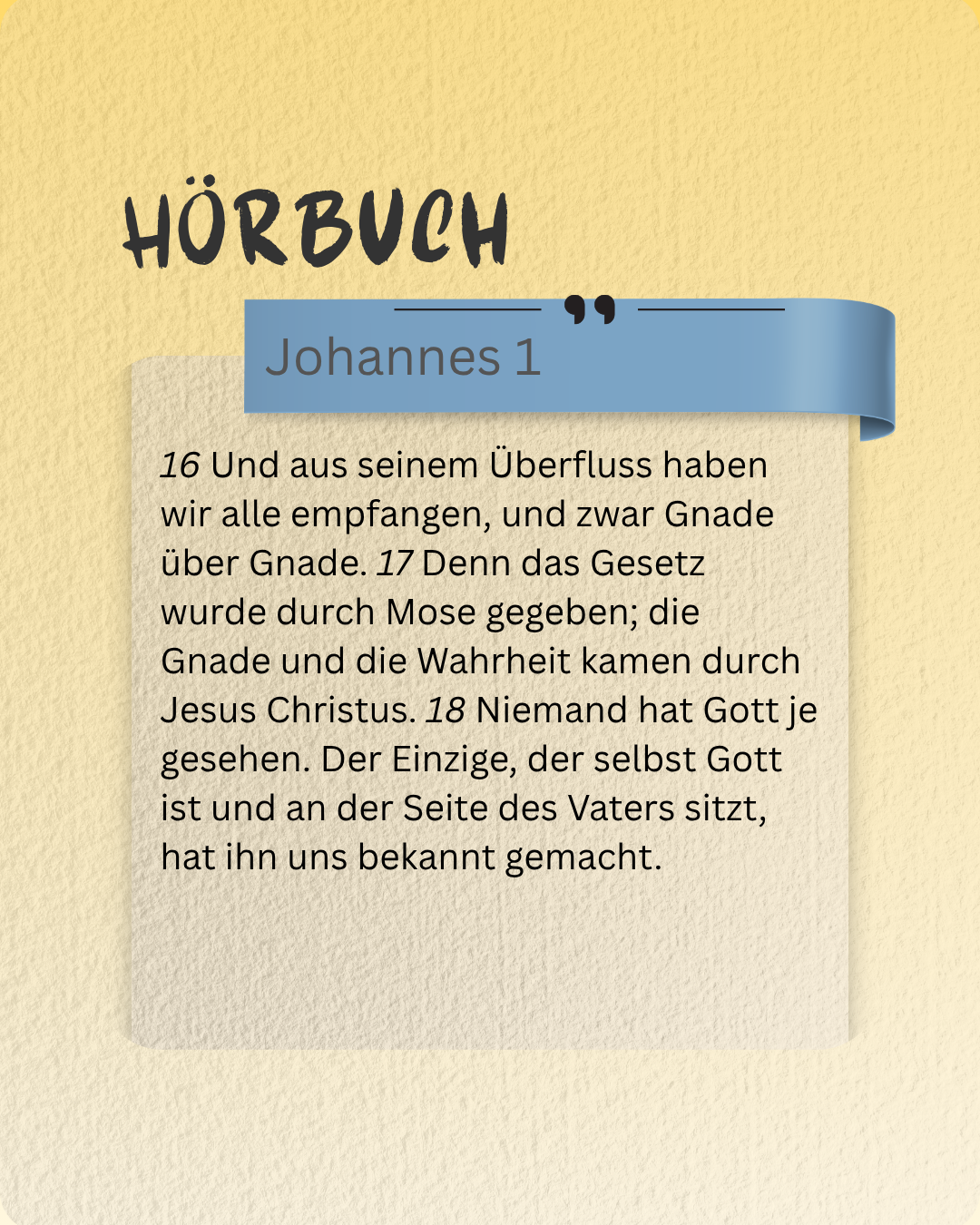 Hörbuch - Johannes 1 | störungsfrei und klar gelesen